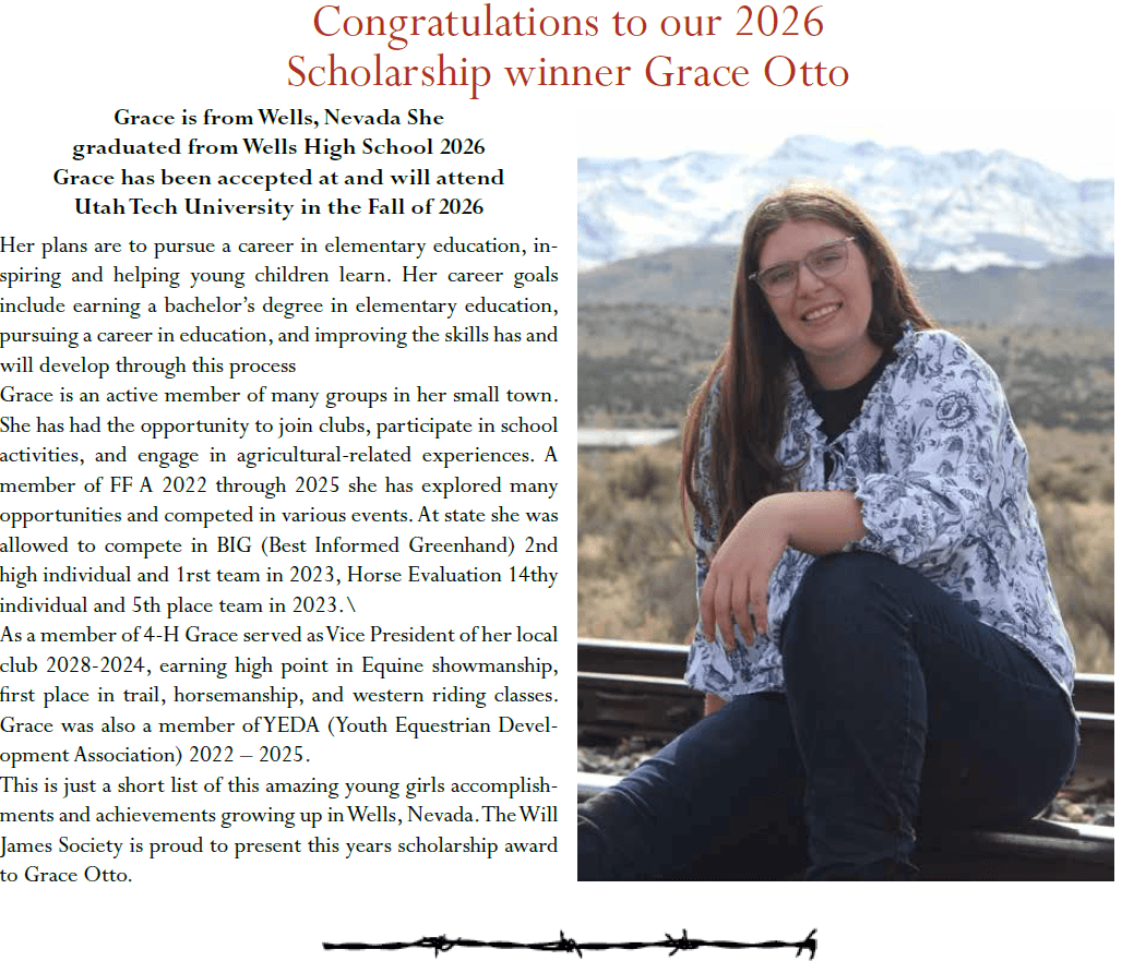 Congratulations to our 2026
Scholarship winner Grace Otto